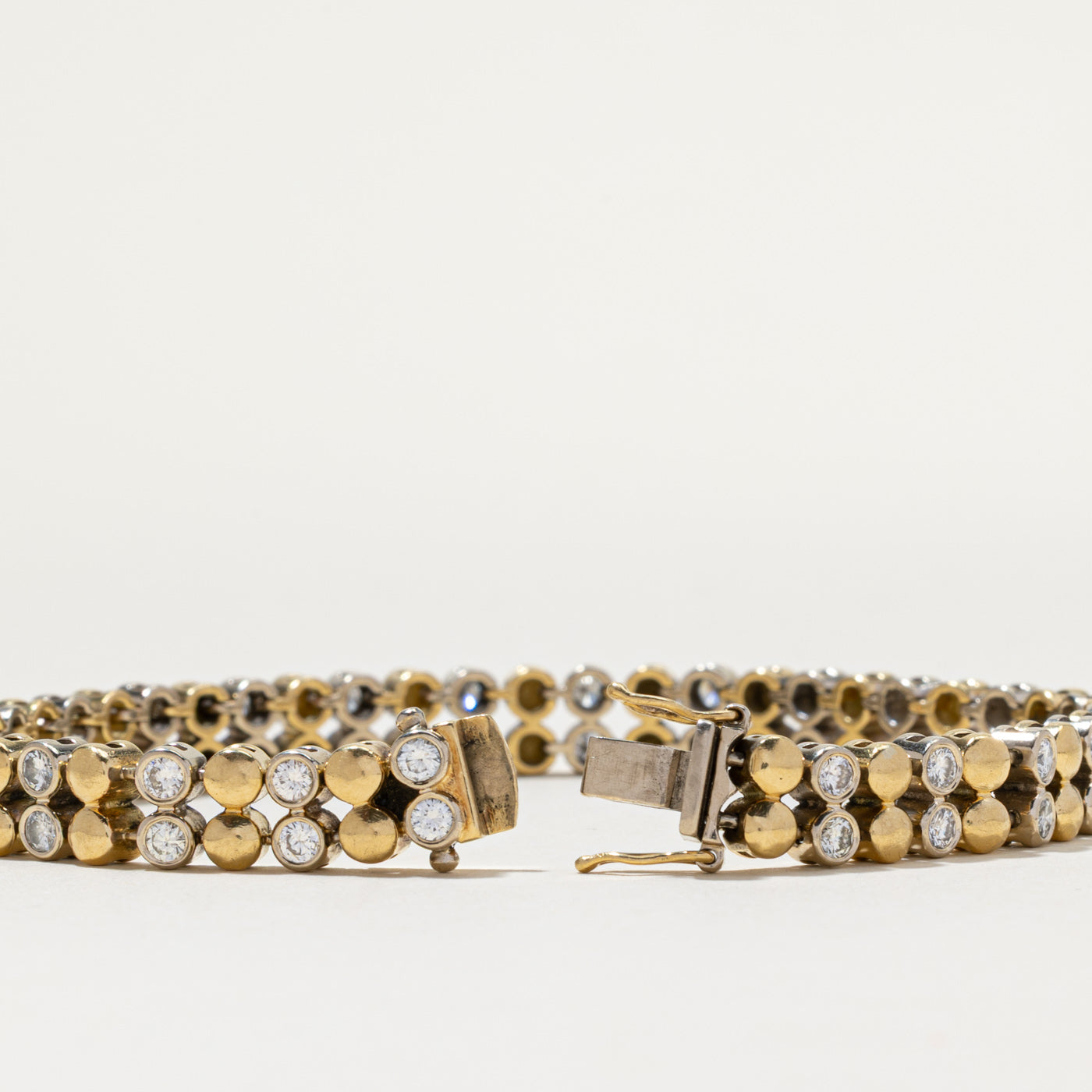 18k Multi Row Bezel Set Diamond Tennis Bracelet | 3.68ctw | 7.75"