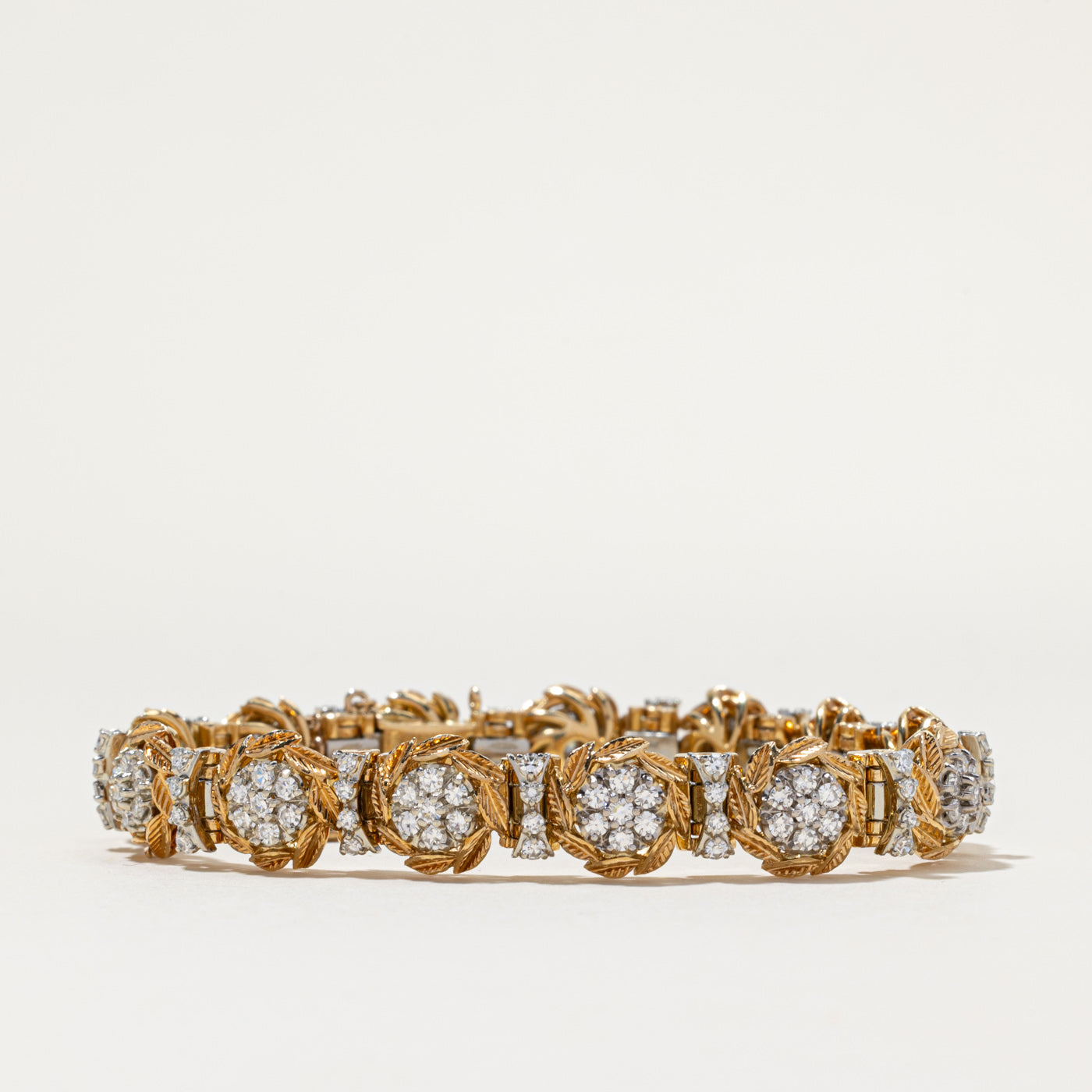 18k Multi Diamond Cluster Textured Tennis Bracelet | 3.14ctw | 6"