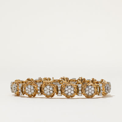 18k Multi Diamond Cluster Textured Tennis Bracelet | 3.14ctw | 6