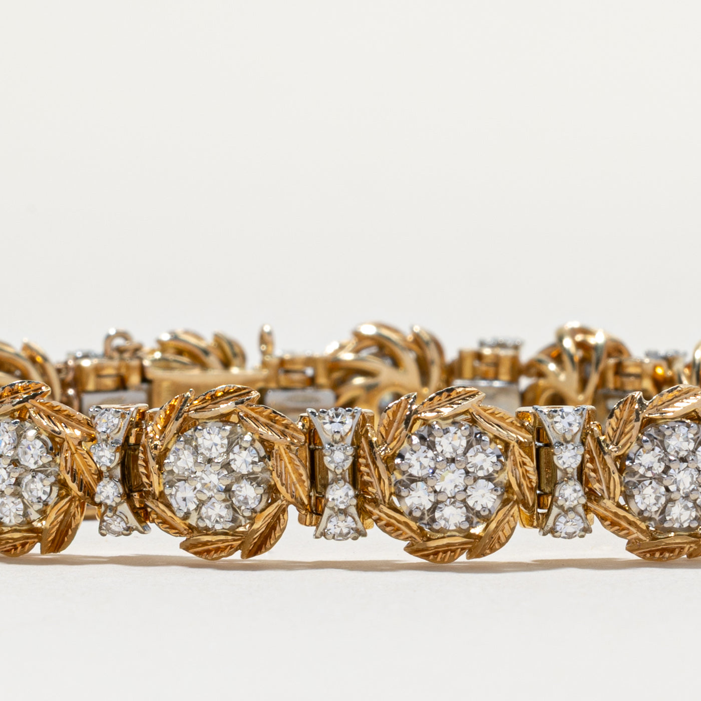 18k Multi Diamond Cluster Textured Tennis Bracelet | 3.14ctw | 6"