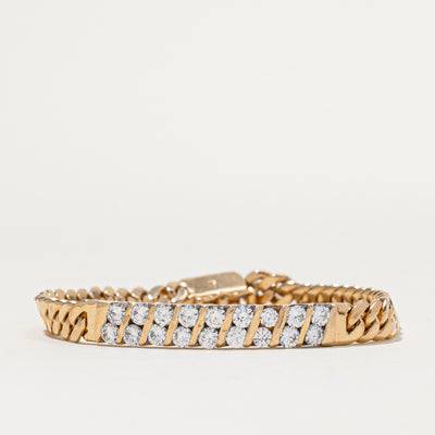 18k Multi Column Diamond Cuban Link Bracelet | 2.00ctw | 7