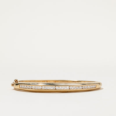 14K Channel Set Diamond Bangle Bracelet | 1.30ctw | 7