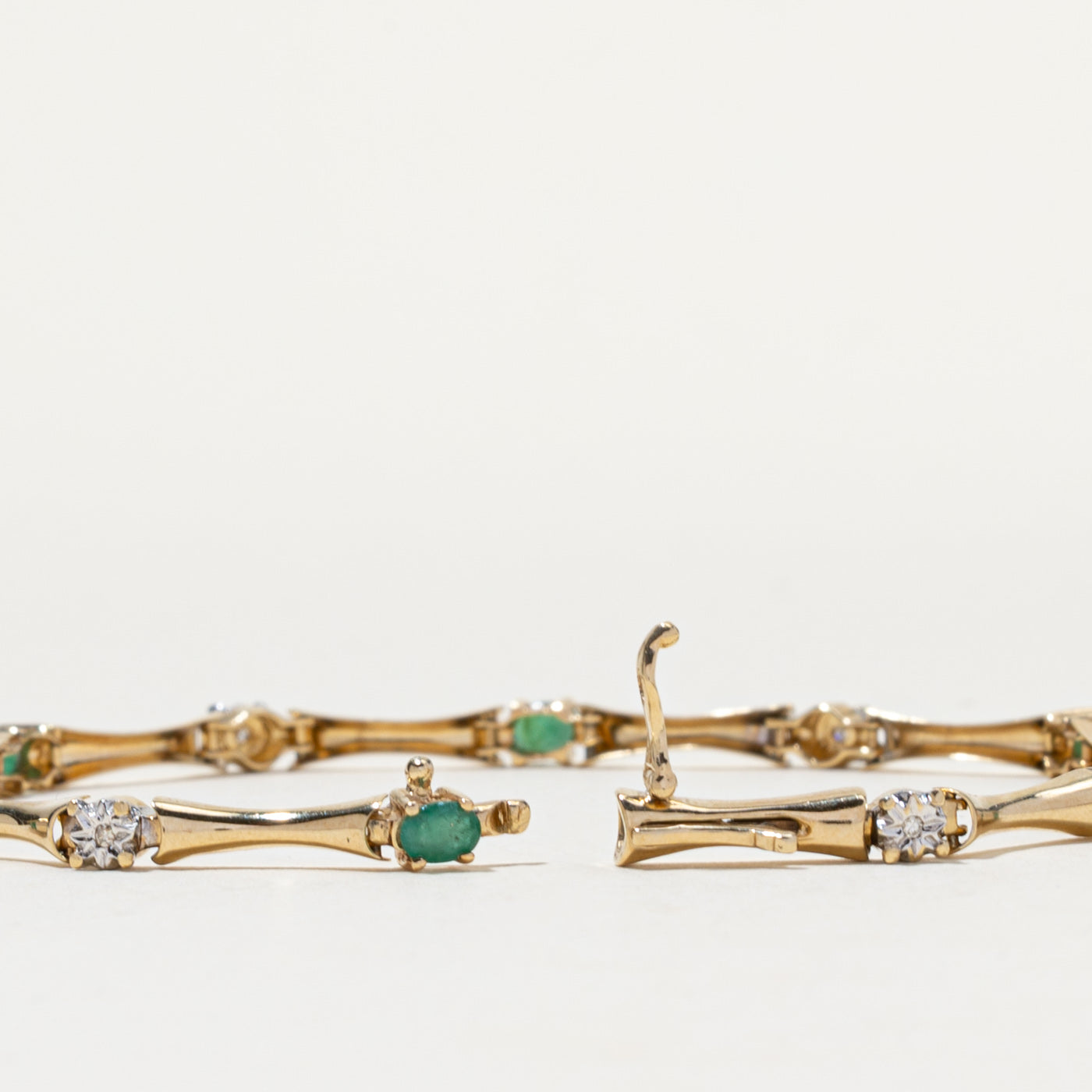 10K Emerald & Diamond Gemstone Bracelet | 0.75ctw, 0.02ctw | 7.5"