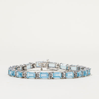 10K Blue Topaz Gemstone Bracelet | 14.00ctw | 7