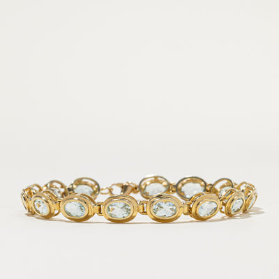 14K Bezel Set Aquamarine Gemstone Bracelet | 9.00ctw | 7