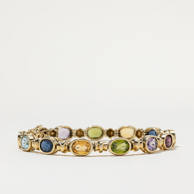 14K Bezel Set Multi Gemstone Bracelet | 15.00ctw | 7.5