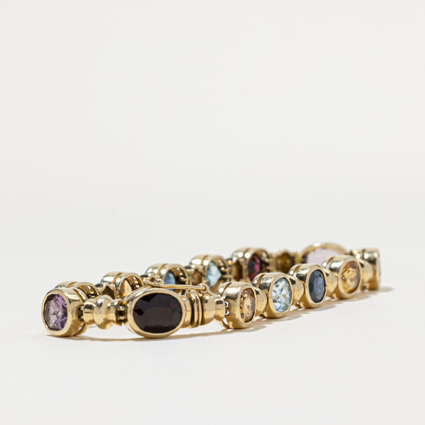 14K Bezel Set Multi Gemstone Bracelet | 15.00ctw | 7.5"