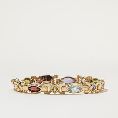 14K Bezel Set Multi Gemstone Bracelet | 7.60ctw | 7.5