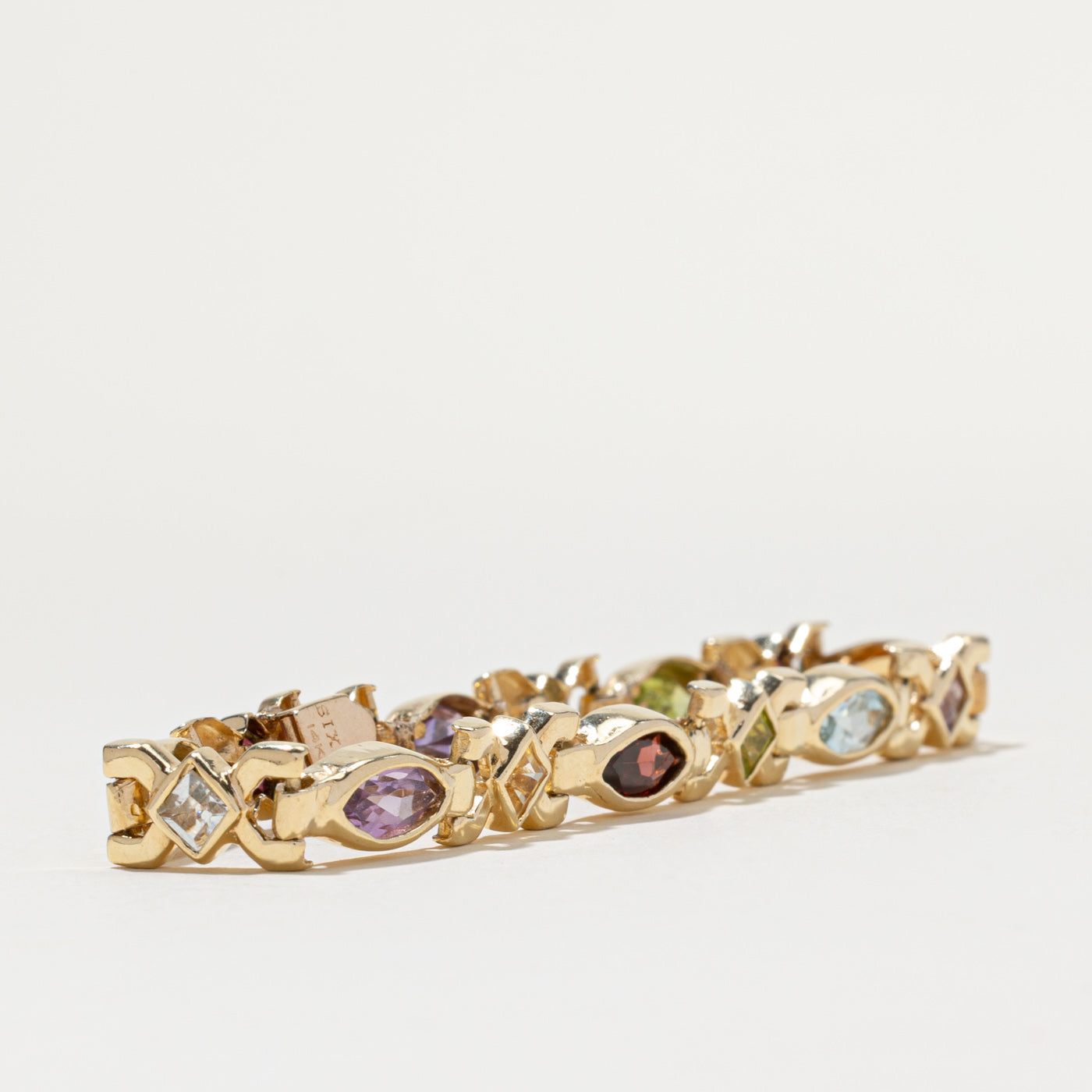 14K Bezel Set Multi Gemstone Bracelet | 7.60ctw | 7.5"