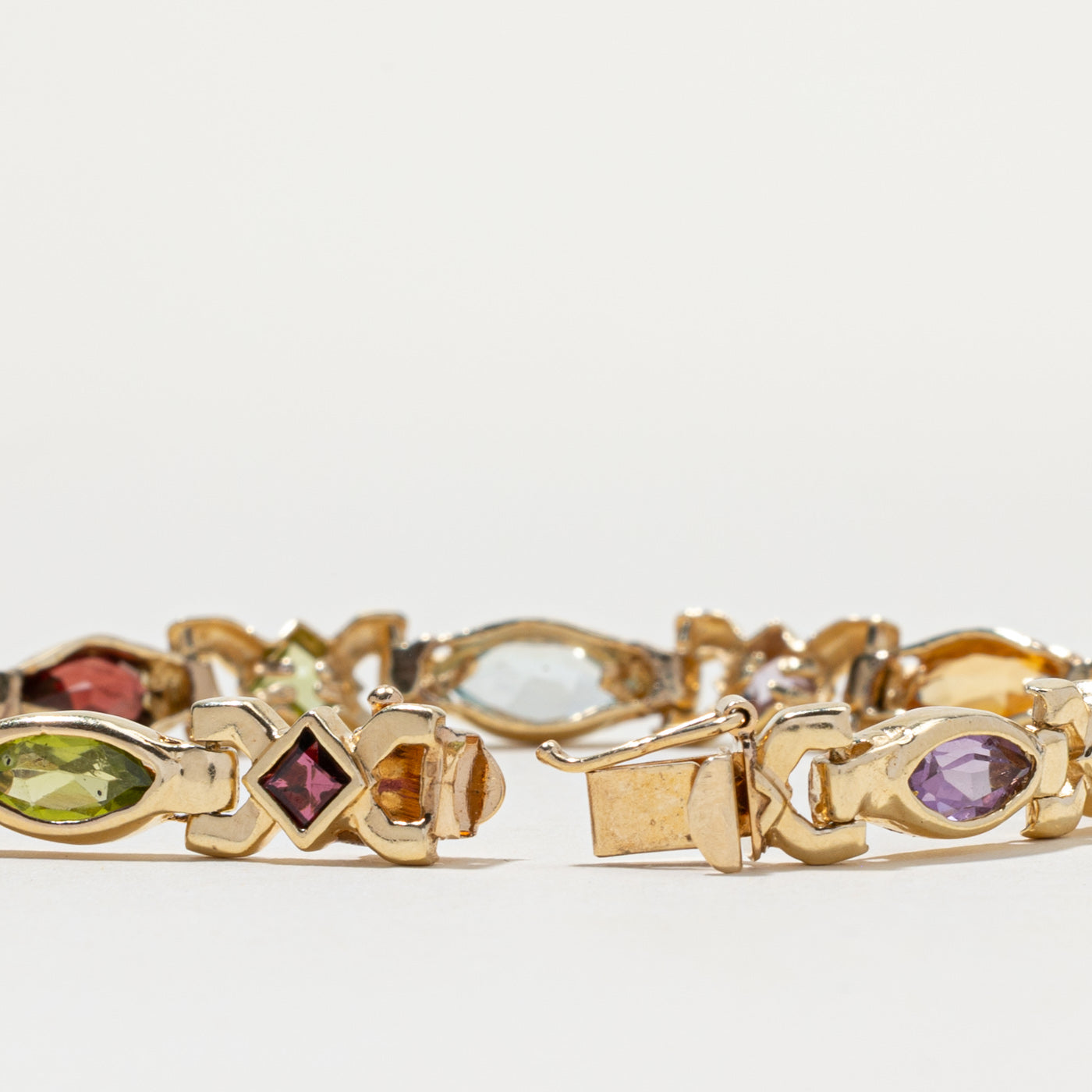 14K Bezel Set Multi Gemstone Bracelet | 7.60ctw | 7.5"