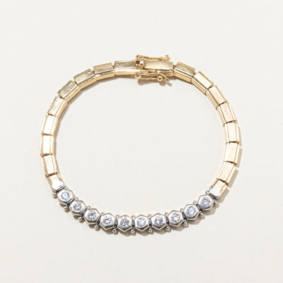 14K Diamond Hexagonal Design Bracelet | 1.10ctw | 7.5