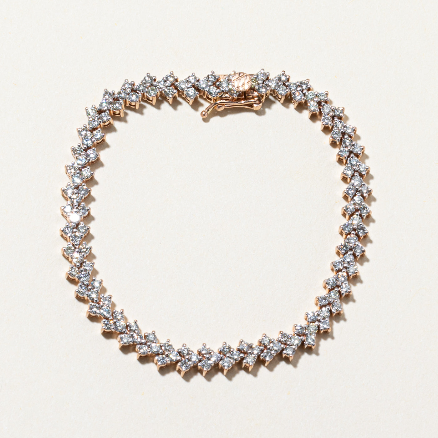 14k Diamond Chevron Pattern Tennis Bracelet | 3.47ctw | 6.5"
