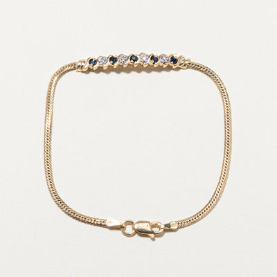 14K Sapphire & Diamond Bar Bracelet | 0.25ctw, 0.04ctw | 7