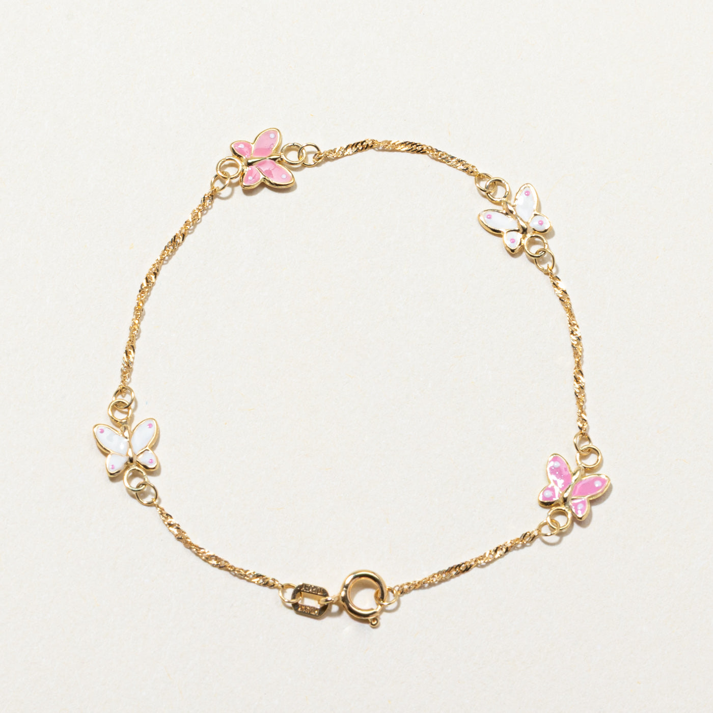 14K Yellow Gold Butterfly Enamel Bracelet | 6"
