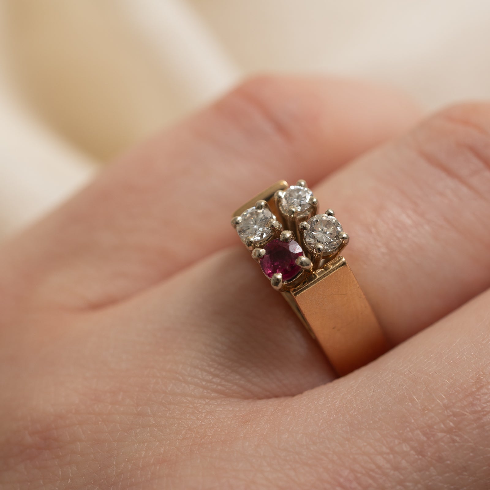High Set Diamond & Ruby Ring | 0.35ctw, 0.26ct | SZ 4.25
