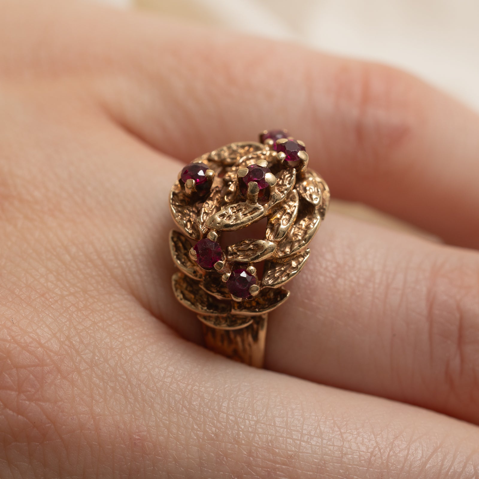 Scattered Synthetic Ruby Cocktail Ring | 0.33ctw | SZ 7.75