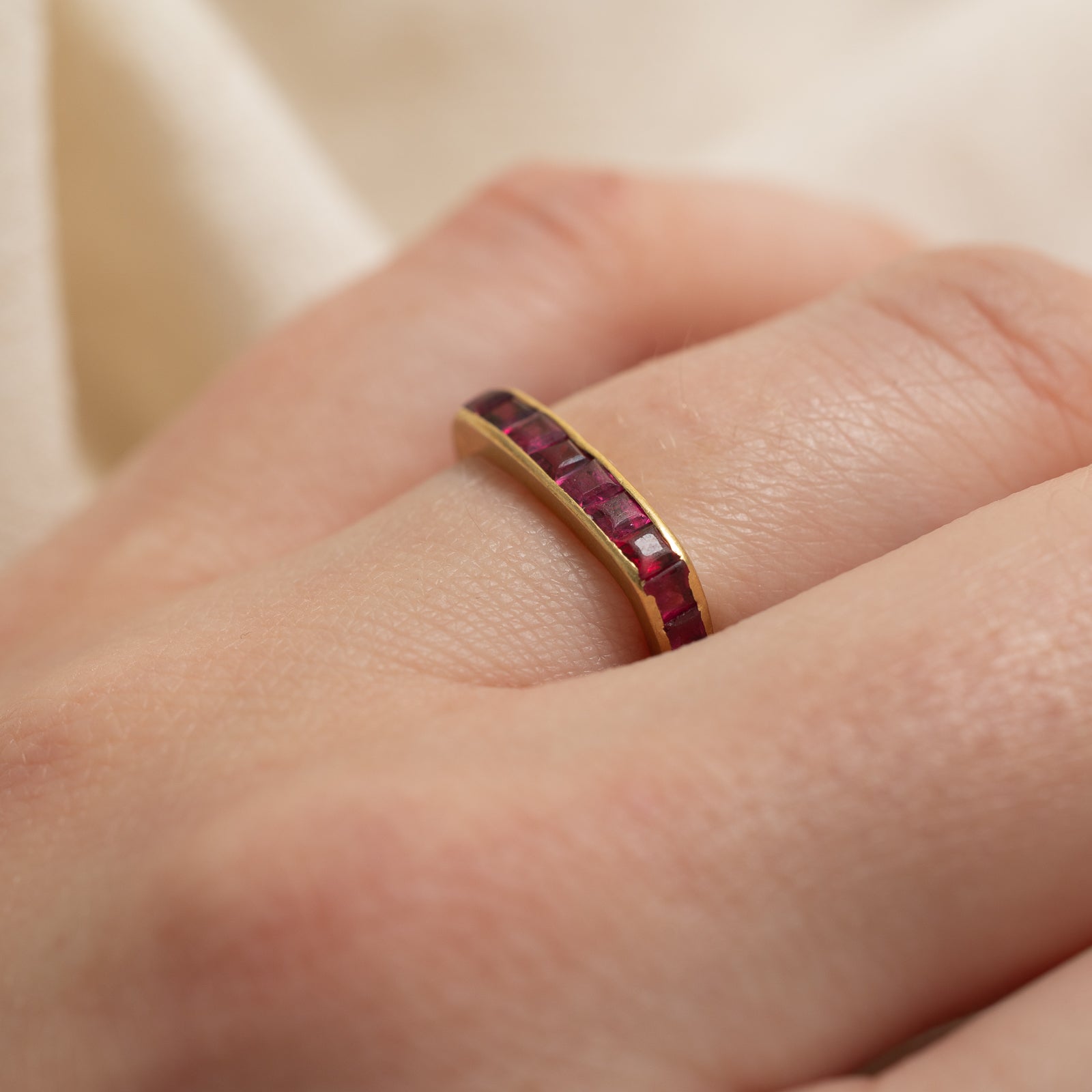 1976 London Channel Set Ruby Square Band | 0.60ctw | SZ 4.25