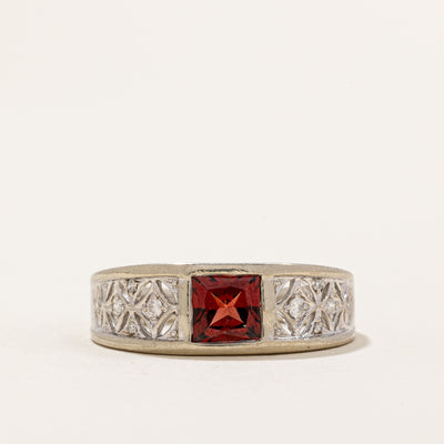 Garnet & Diamond Ring | 0.70ct, 0.05ctw | SZ 7