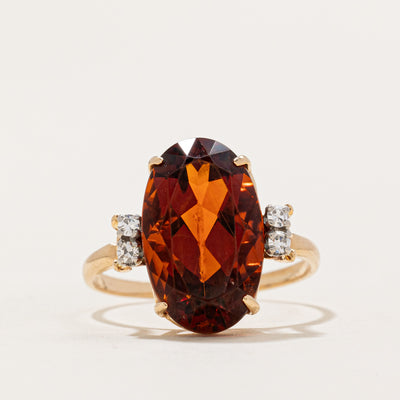 Orange Citrine & Diamond Cocktail Ring | 4.50ct, 0.06ctw | SZ 5.75