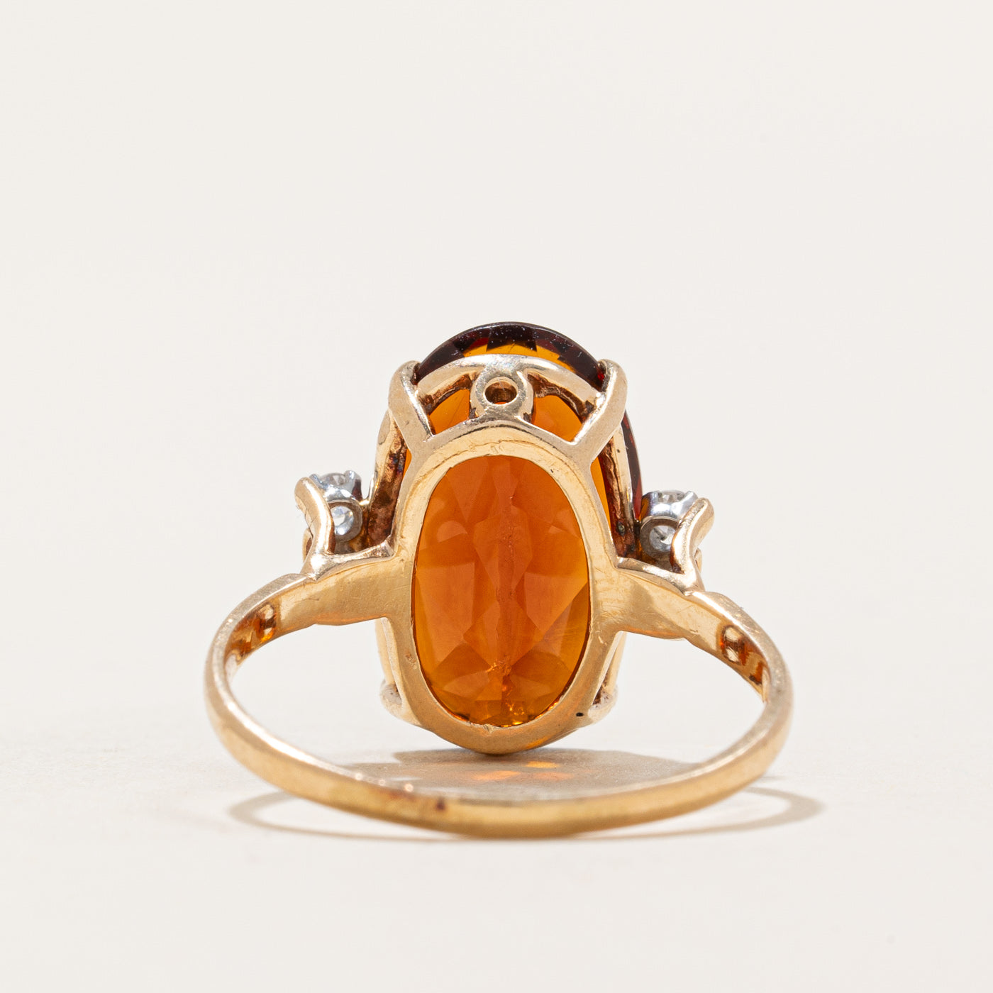 Orange Citrine & Diamond Cocktail Ring | 4.50ct, 0.06ctw | SZ 5.75