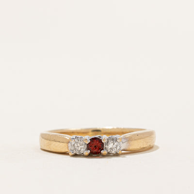 Garnet & Diamond Ring | 0.05ct, 0.12ctw | SZ 6.25