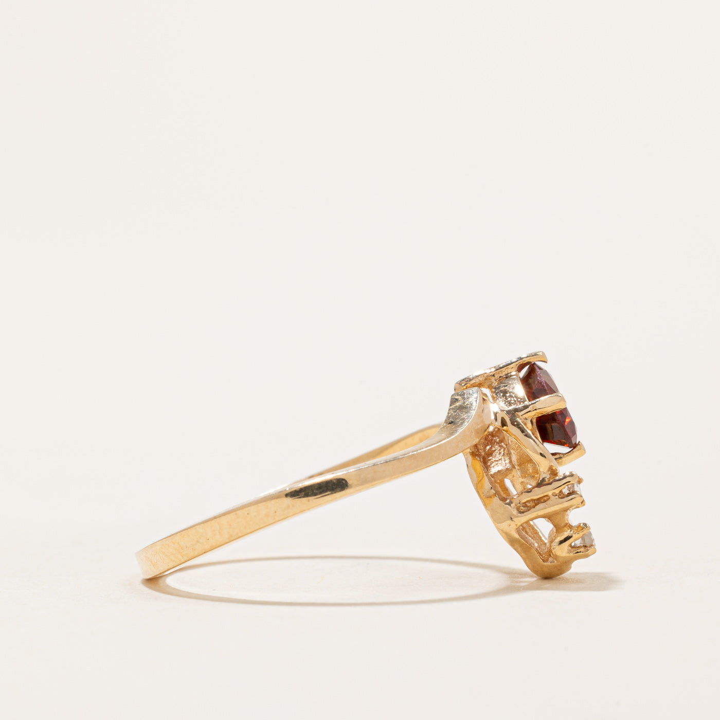 Garnet & Diamond Abstract Ring | 0.54ct, 0.01ctw | SZ 6.75