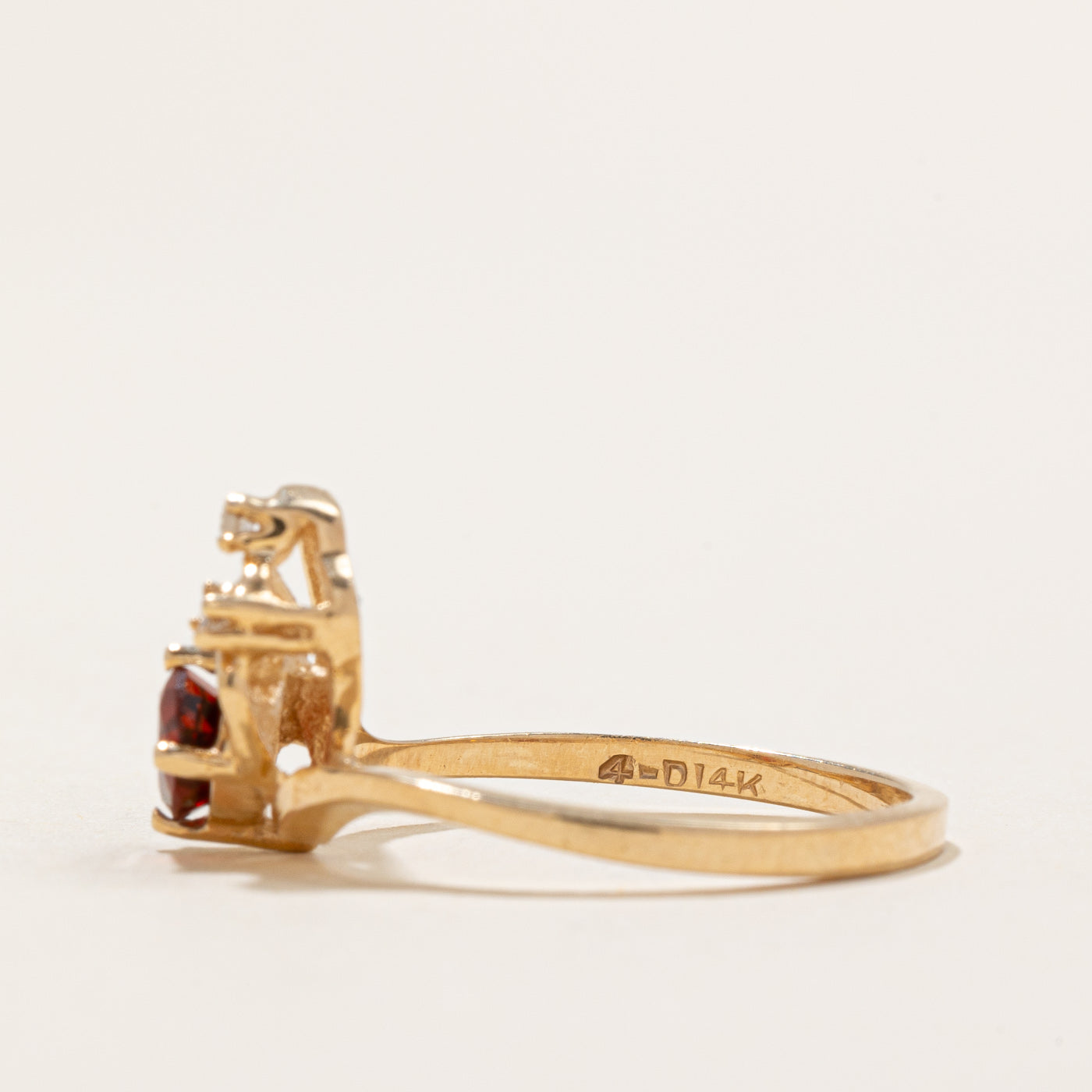 Garnet & Diamond Abstract Ring | 0.54ct, 0.01ctw | SZ 6.75