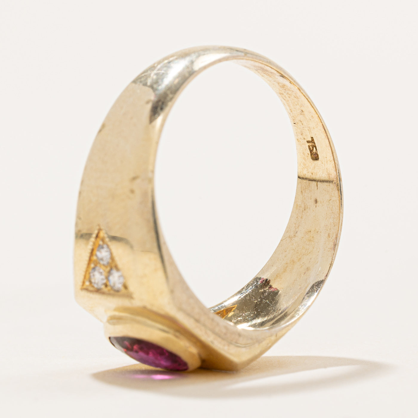 Bezel Set Ruby & Diamond Ring | 0.90ct, 0.10ctw | SZ 9.25