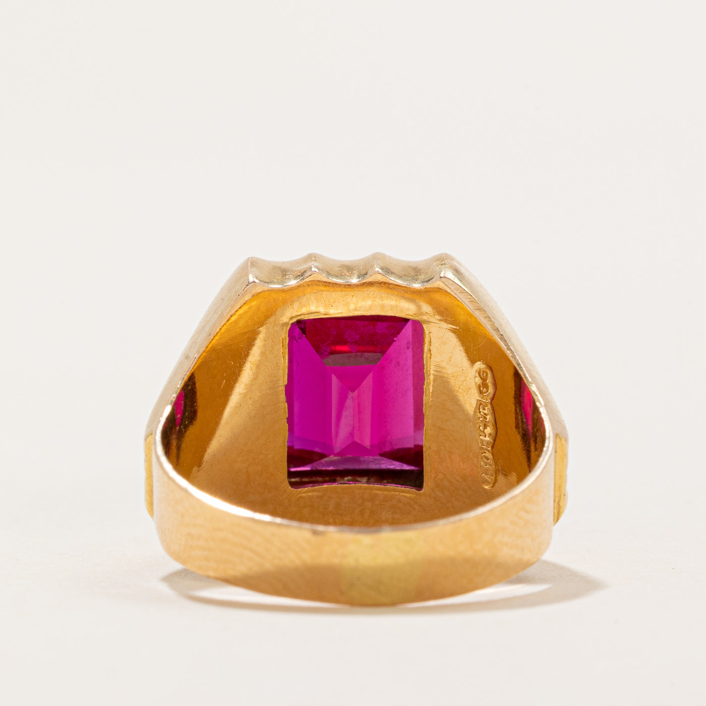 Vintage Italian Synthetic Ruby Grooved Cocktail Ring | 5.00ct | SZ 5.75