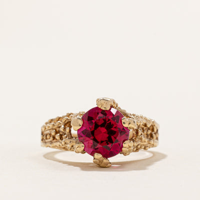 Synthetic Ruby Textured Cocktail Ring | 2.50ct | SZ 6.25