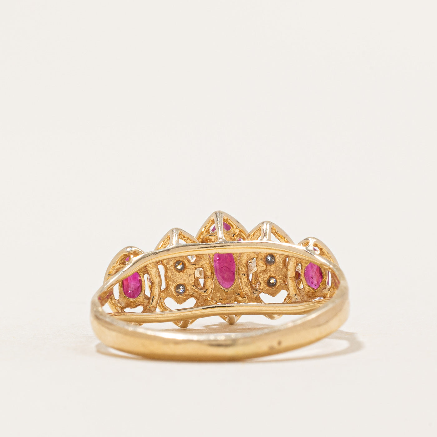 Marquise Cut Ruby & Diamond Ring | 0.33ctw, 0.02ctw | SZ 6