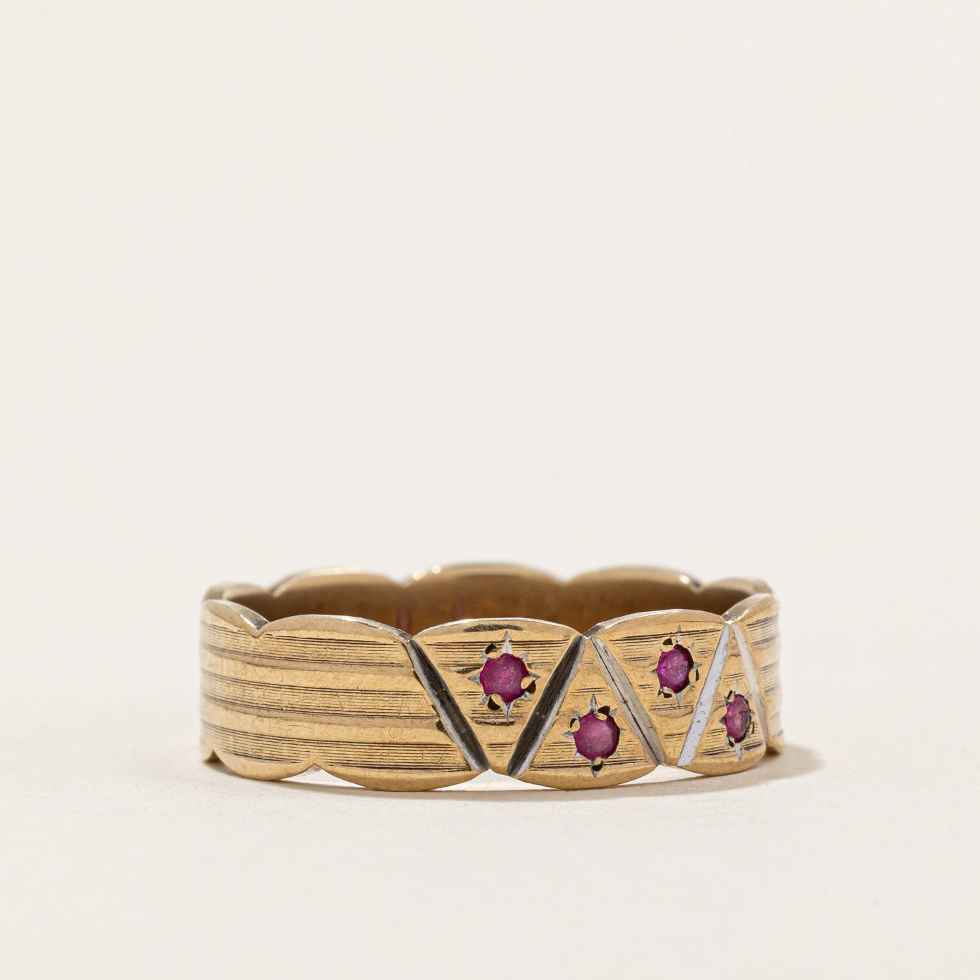 Four Stone Ruby Accent Band | 0.05ctw | SZ 7.5