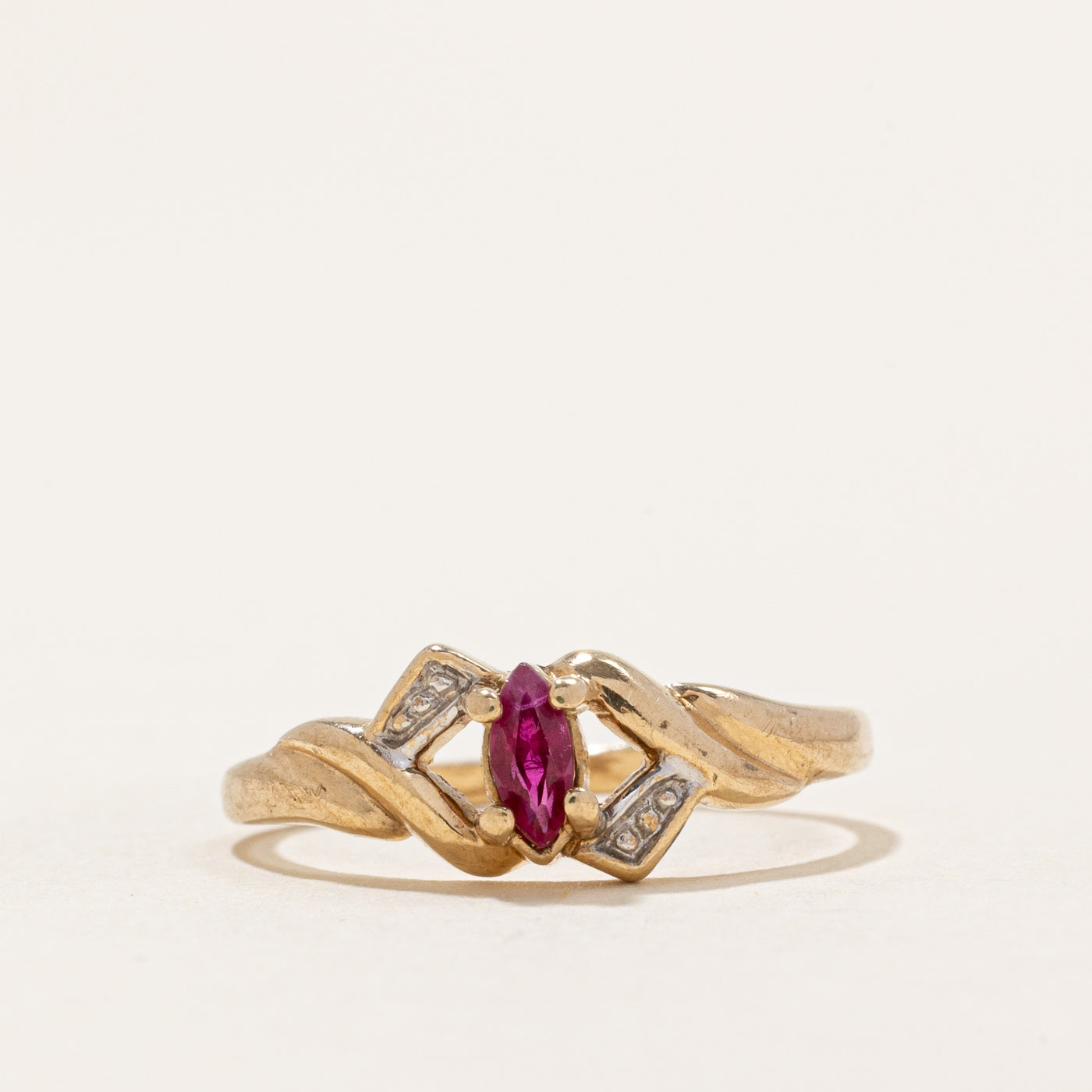 Marquise Cut Ruby Cross Over Ring | 0.12ct | SZ 4.75