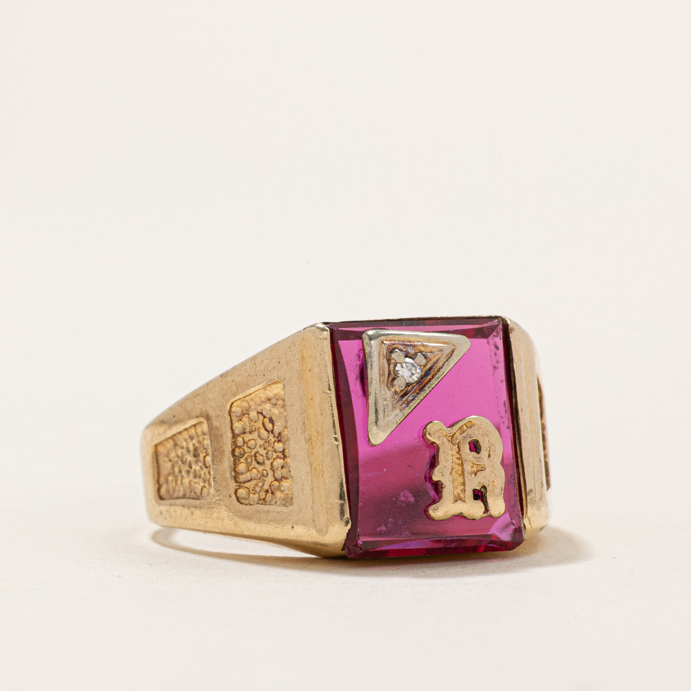 Ruby & Diamond 'R' Signet Ring | 2.50ct, 0.01ct | SZ 8.25