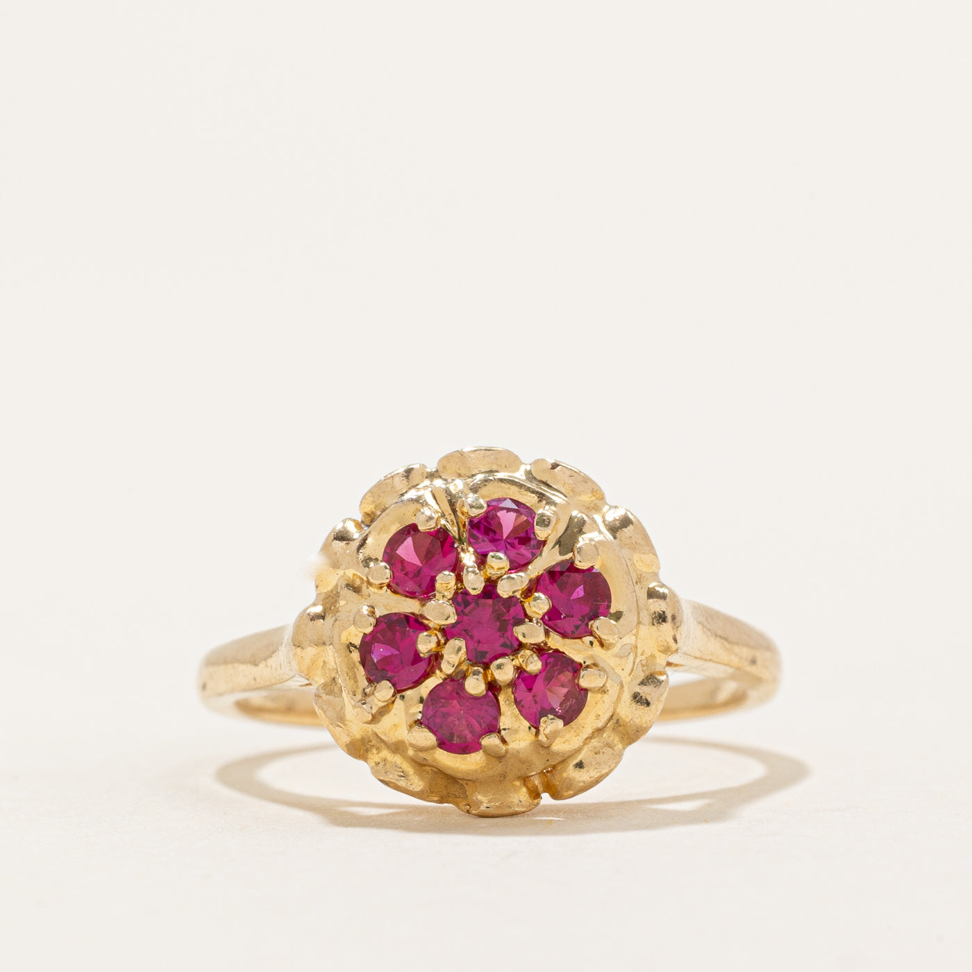 Synthetic Ruby Cluster Ring | 0.44ctw | SZ 7