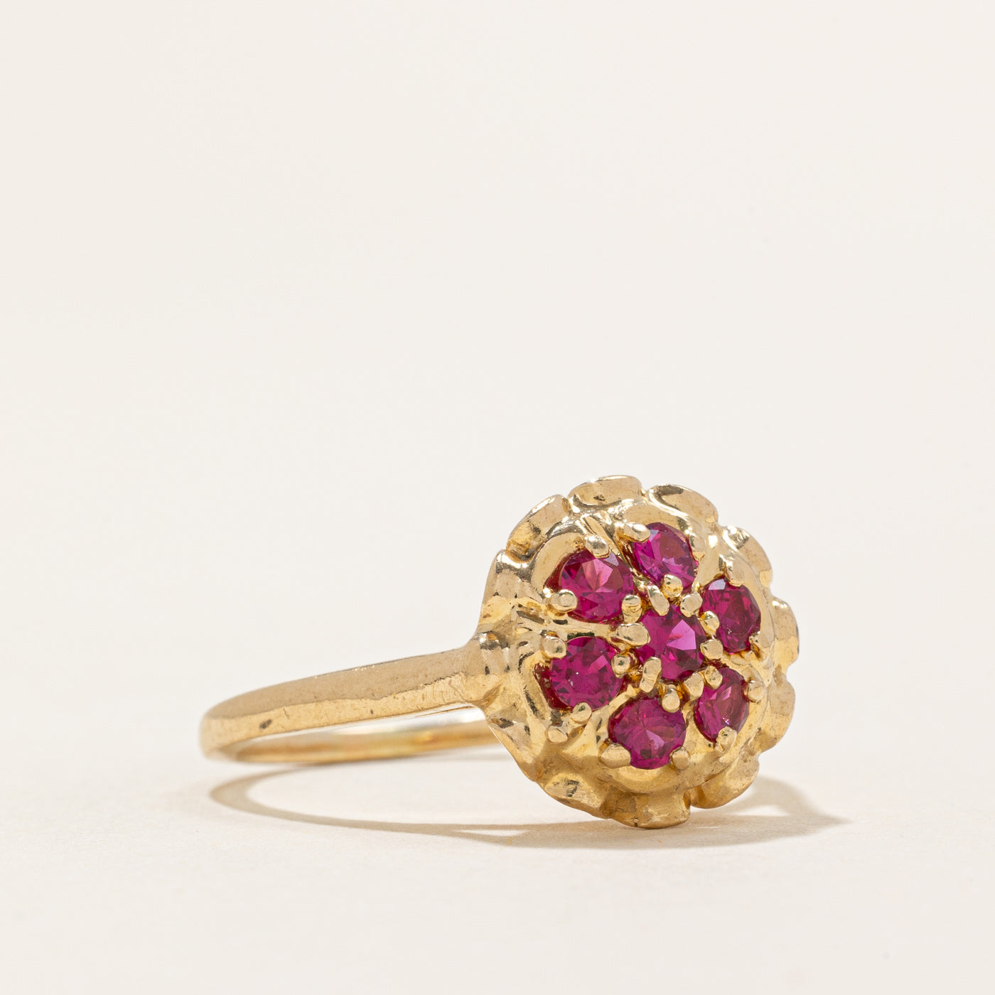 Synthetic Ruby Cluster Ring | 0.44ctw | SZ 7