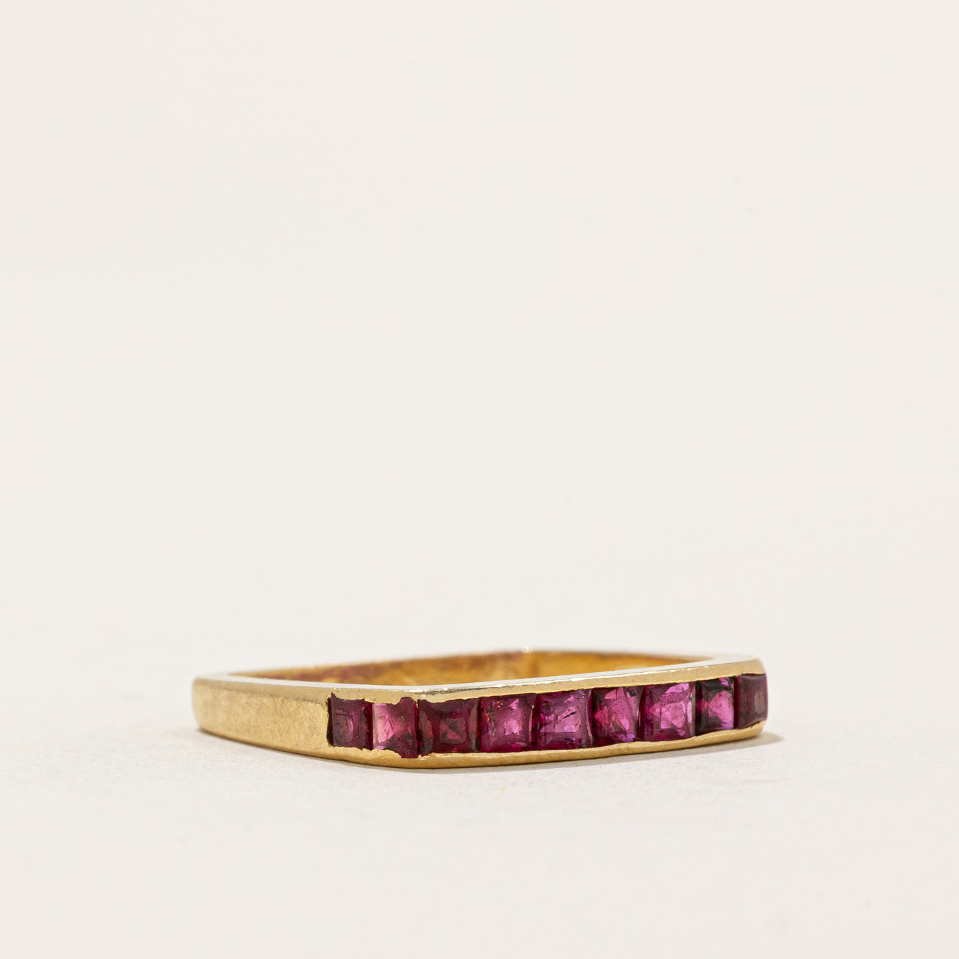 1976 London Channel Set Ruby Square Band | 0.60ctw | SZ 4.25