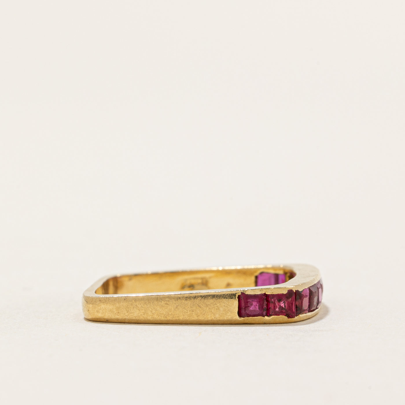 1976 London Channel Set Ruby Square Band | 0.60ctw | SZ 4.25