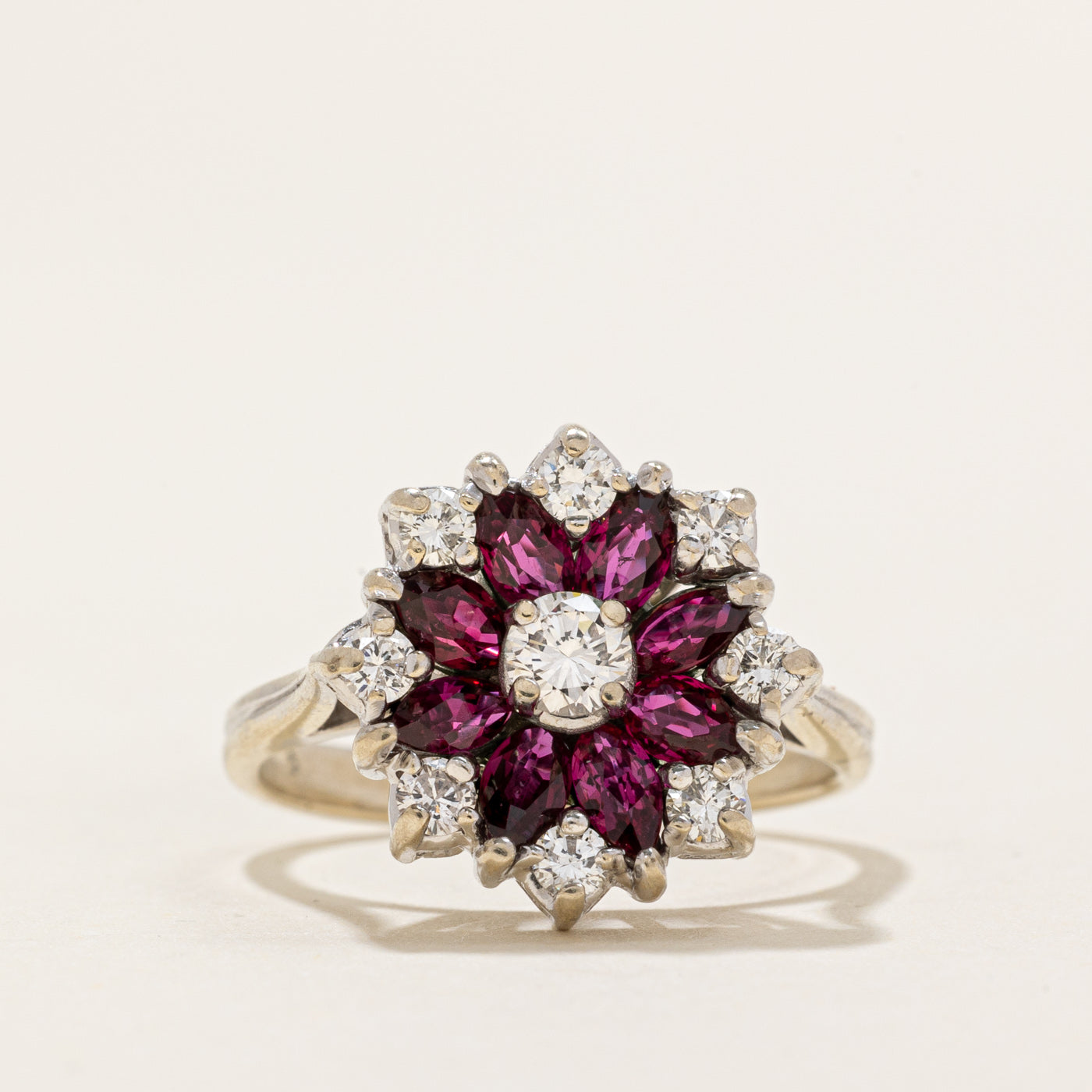 Ruby & Diamond Petal Cocktail Ring | 1.00ctw, 0.38ctw | SZ 6