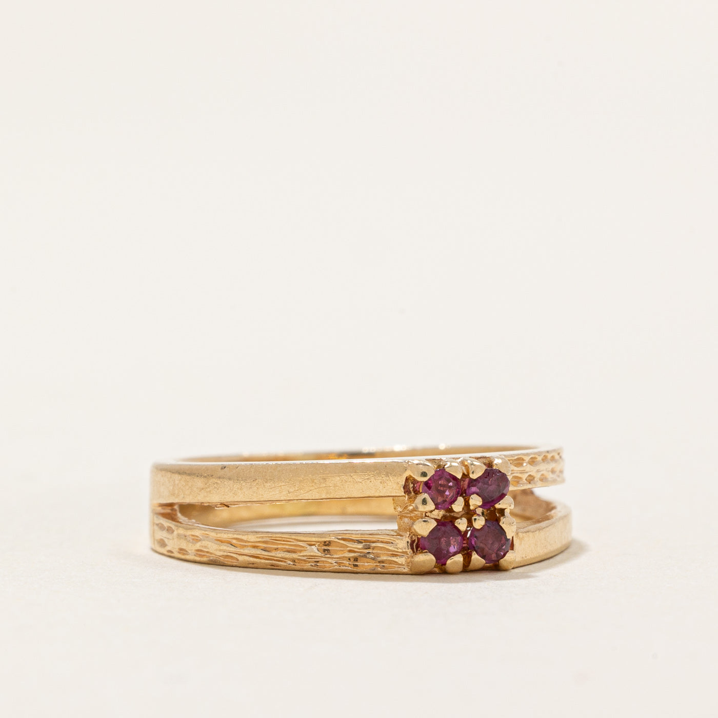 Round Cut Ruby Cluster Ring | 0.04ctw | SZ 3.75