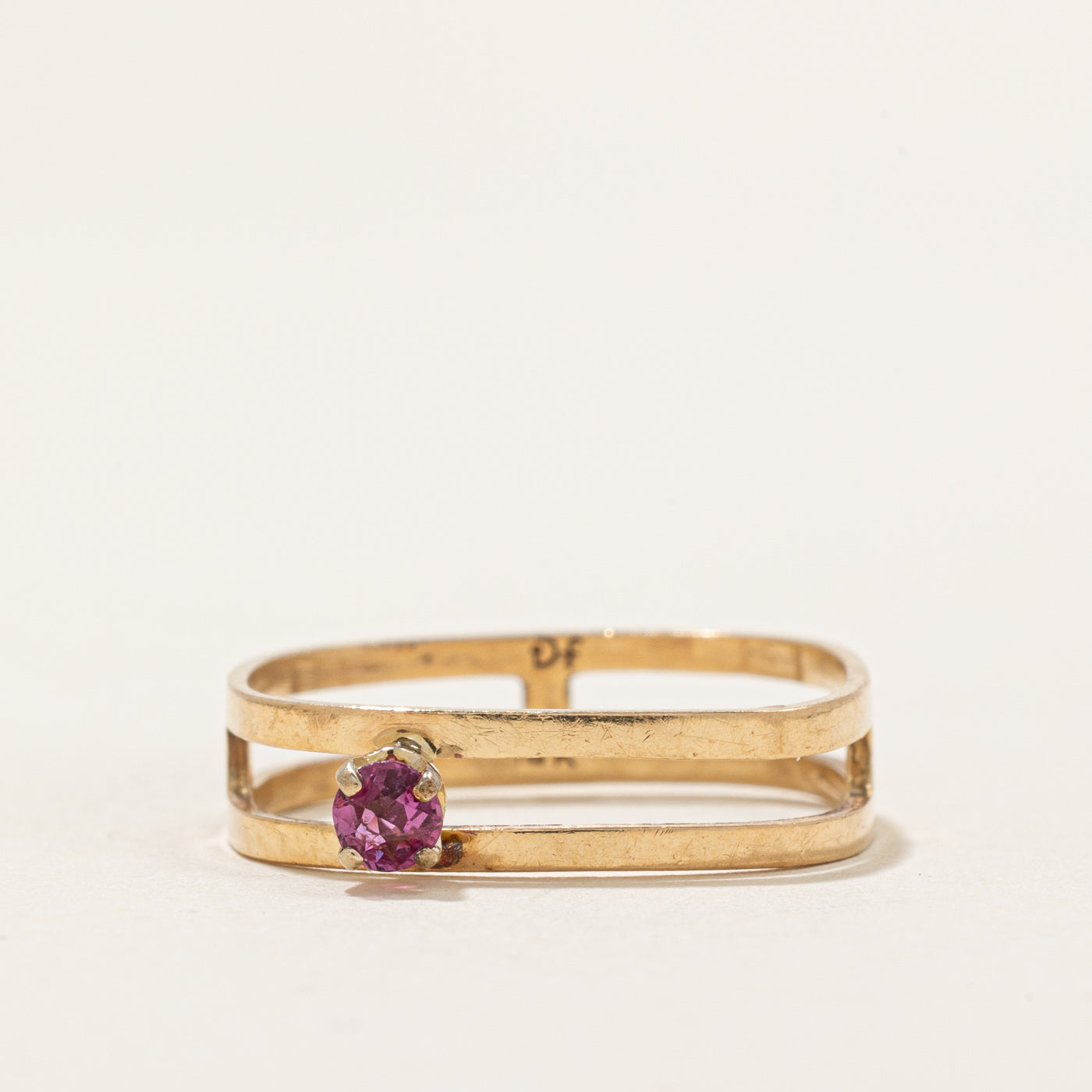 Single Stone Ruby Double Band Ring | 0.10ct | SZ 7