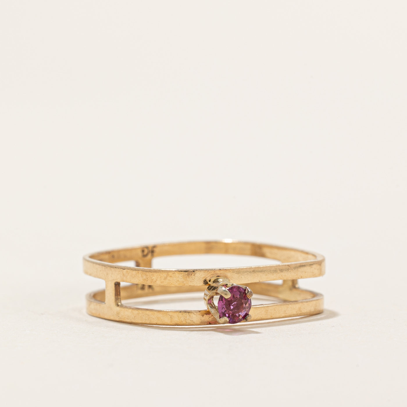 Single Stone Ruby Double Band Ring | 0.10ct | SZ 7