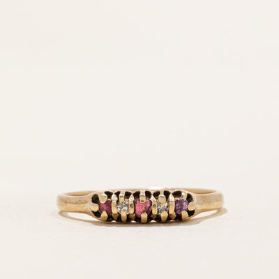 Five Stone Ruby & Diamond Ring | 0.06ctw, 0.03ctw | SZ 6.75