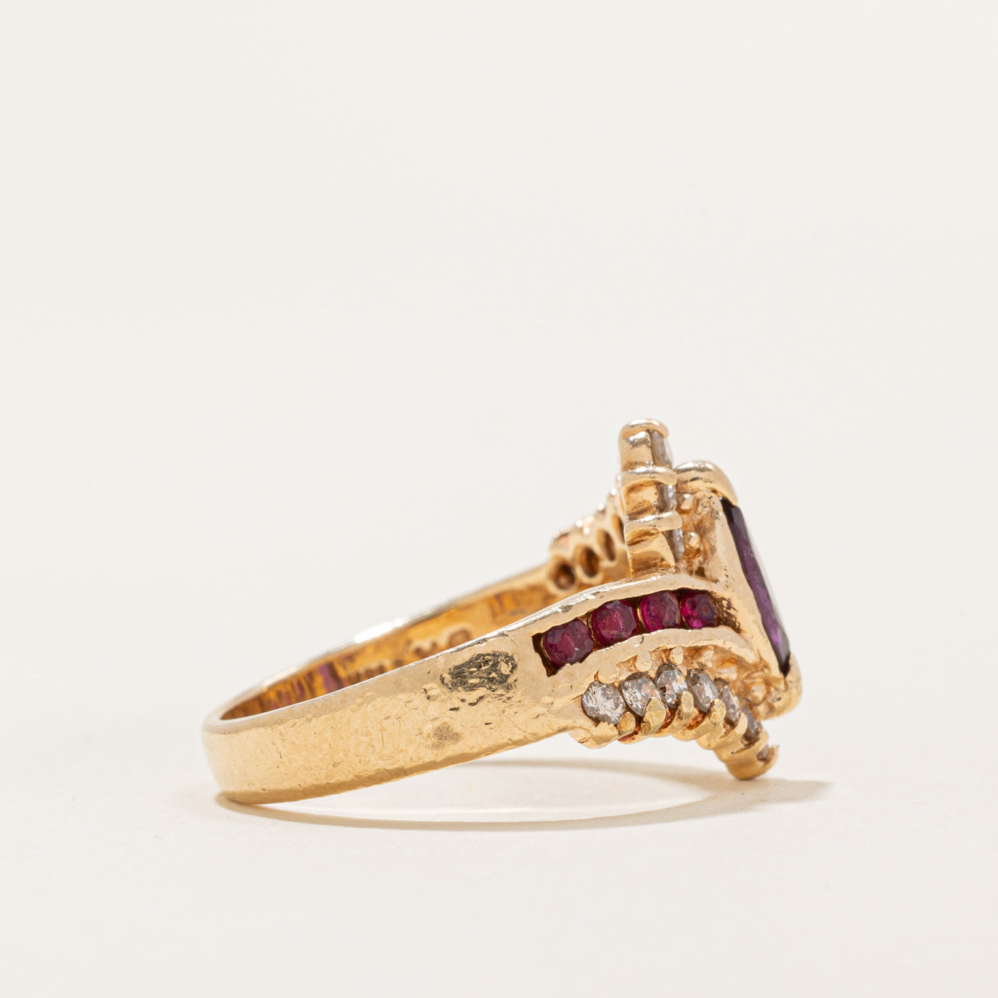 Marquise Cut Ruby & Diamond Bypass Ring | 0.41ctw, 0.22ctw | SZ 5.25