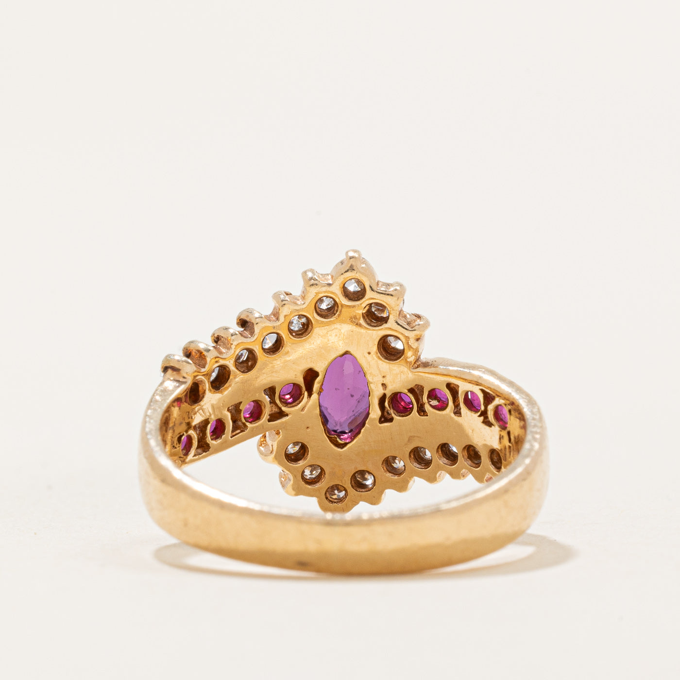 Marquise Cut Ruby & Diamond Bypass Ring | 0.41ctw, 0.22ctw | SZ 5.25