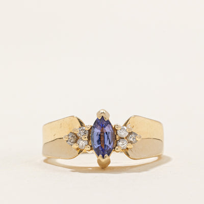 Marquise Cut Tanzanite & Diamond Accented Ring | 0.25ct, 0.10ctw | SZ 5.5