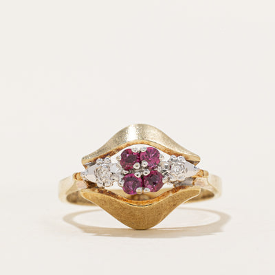 Ruby & Diamond Cluster Ring | 0.12ctw, 0.01ctw | SZ 4.75