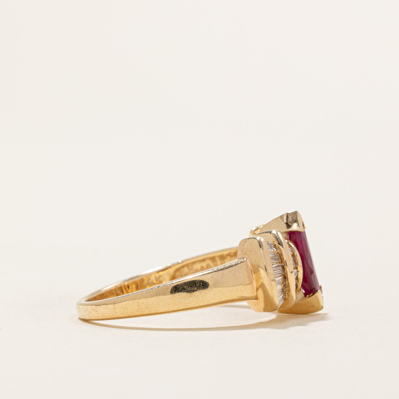 Marquise Cut Ruby & Diamond Accented Ring | 0.50ct, 0.30ctw | SZ 7