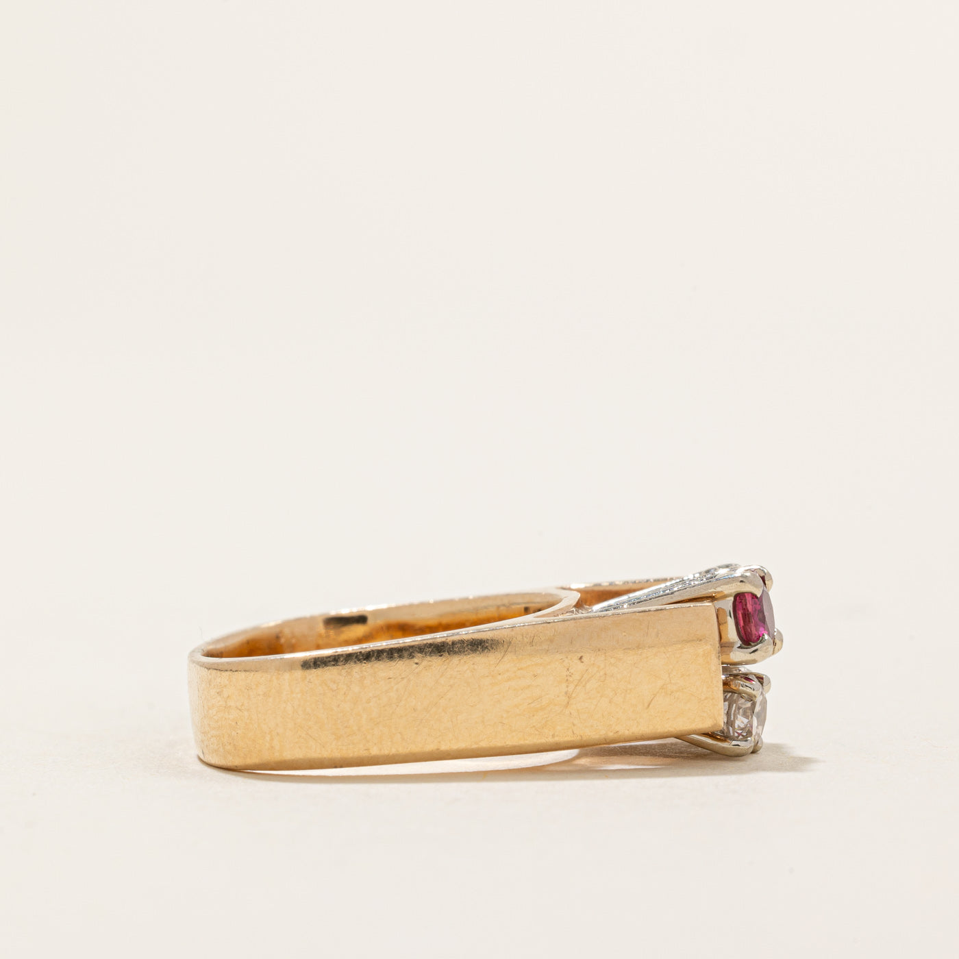 High Set Diamond & Ruby Ring | 0.35ctw, 0.26ct | SZ 4.25