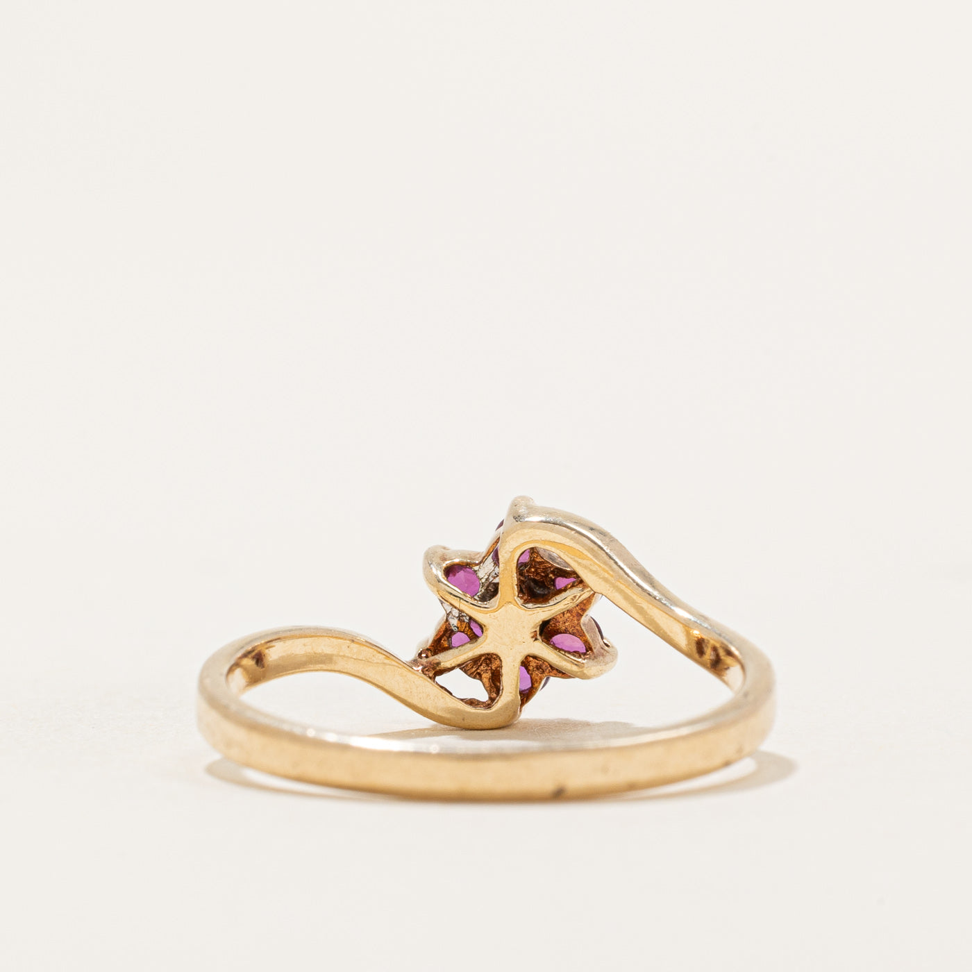 Ruby & Diamond Petal Bypass Ring | 0.20ctw, 0.002ct | SZ 6.5